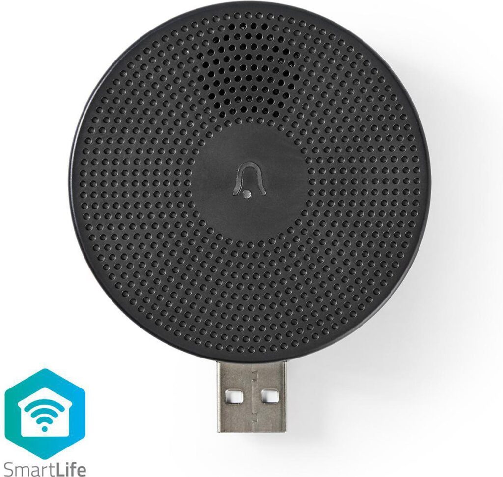 Zwart cirkelvormig wifi apparaat met USB-aansluiting