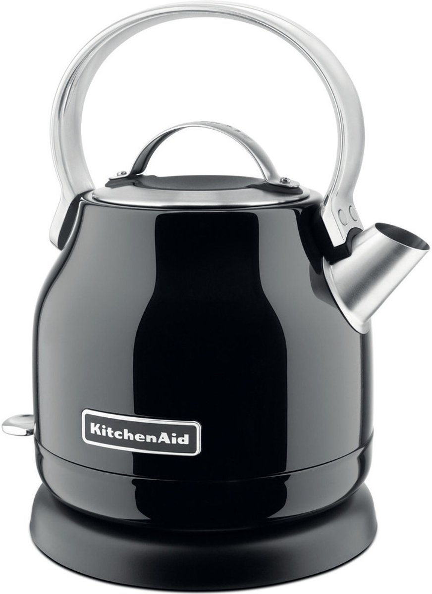 Zwarte KitchenAid waterkoker met transparante handgreep
