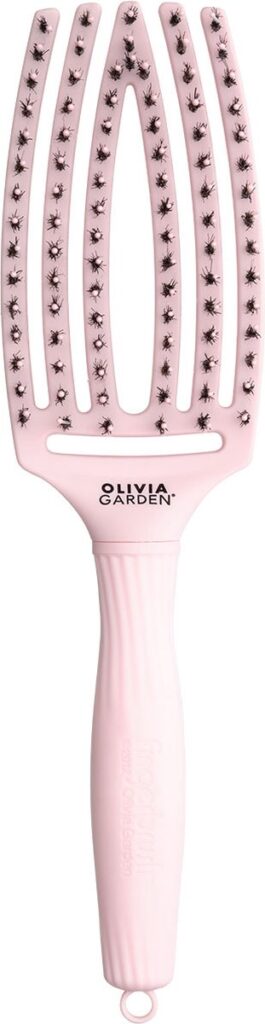 Pink Olivia Garden vent brush with black bristles