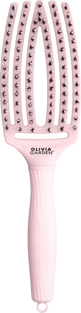Pink Olivia Garden vent brush with black bristles