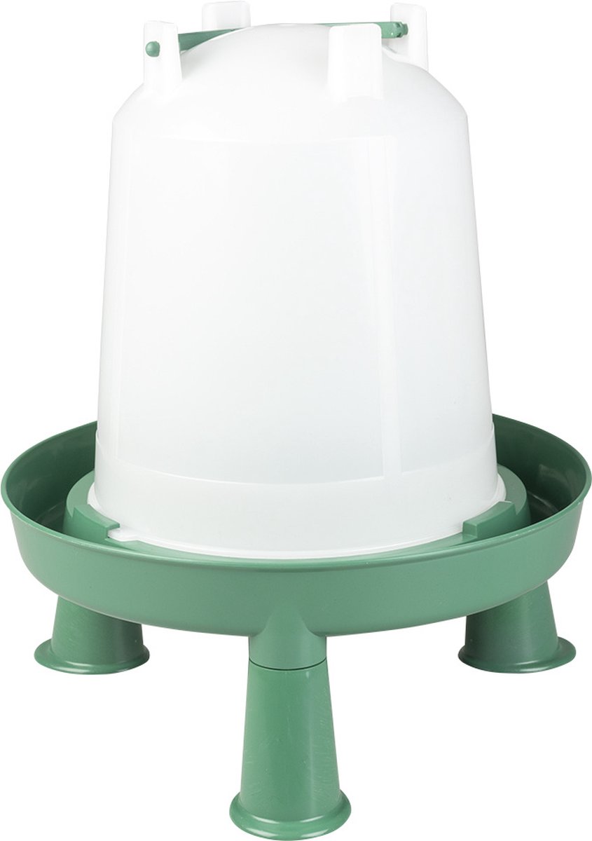 Kippenvoerbak met groene standaard