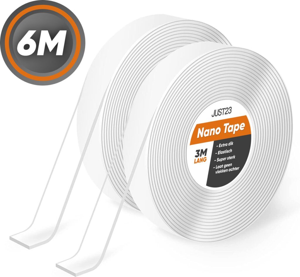 Dubbelzijdige nano tape, extra dik, 6 meter lang.