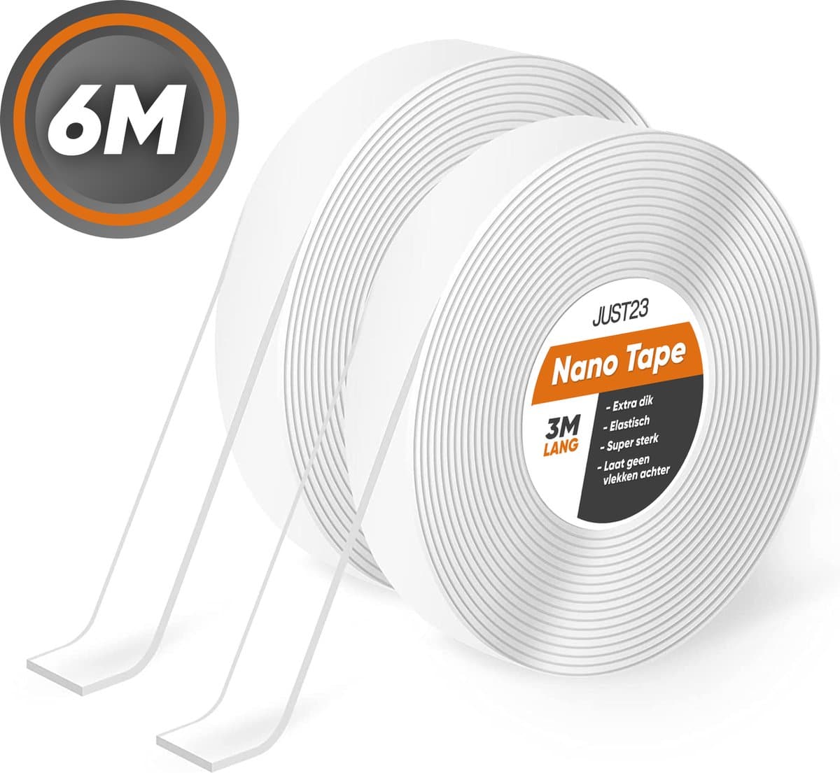 Dubbelzijdige nano tape, extra dik, 6 meter lang.