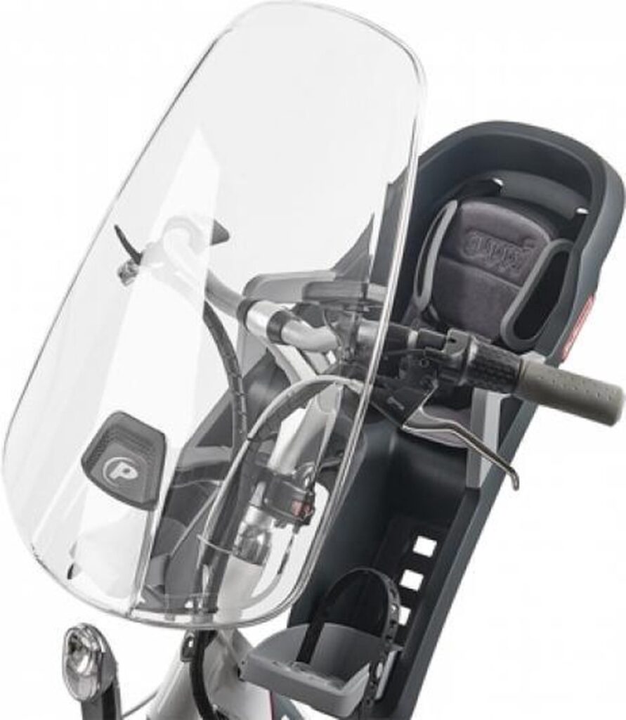 Fietszitje met windscherm voorop fiets