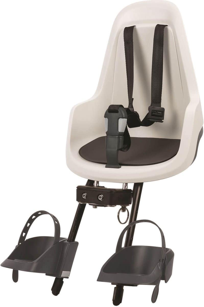 Bicycle seat for children with seat belt and footrests.