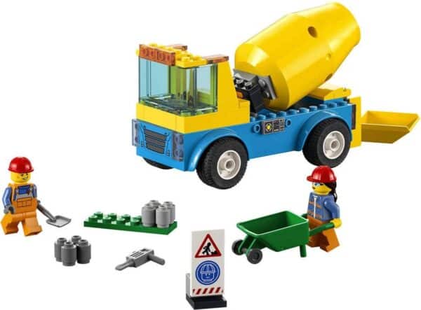 LEGO speelgoed betonmixer met bouwvakkers en gereedschap