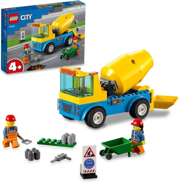 LEGO cementwagen speelset met bouwvakkersfiguren.