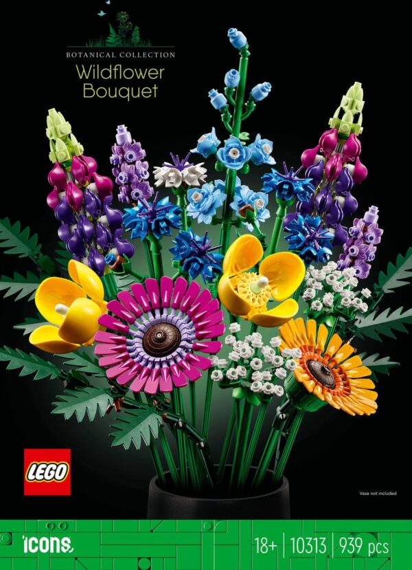 LEGO bloemen boeket met kleurrijke wilde bloemen.