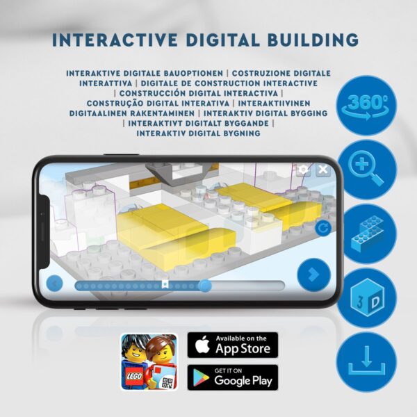 Interactieve digitale bouw-app met Lego op smartphone.