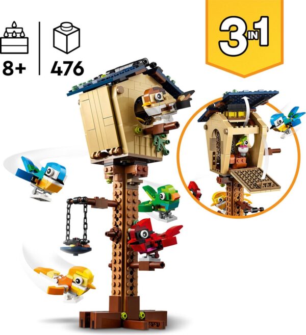 Lego 3-in-1 vogelkastje met vogels, 476 stenen.