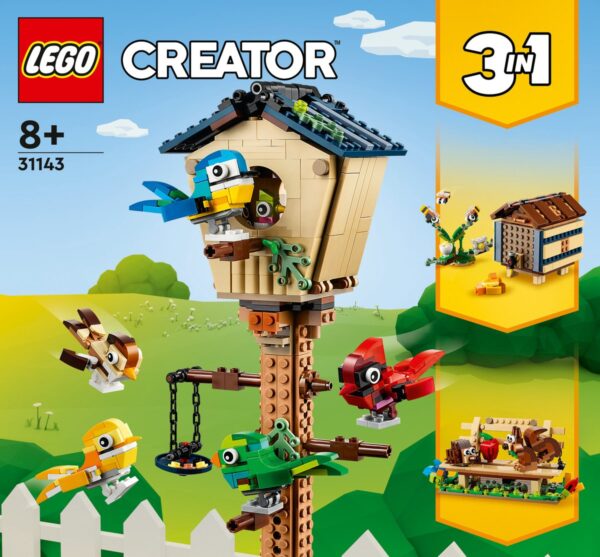 LEGO Creator 3-in-1 vogelhuis bouwwerk met vogels.