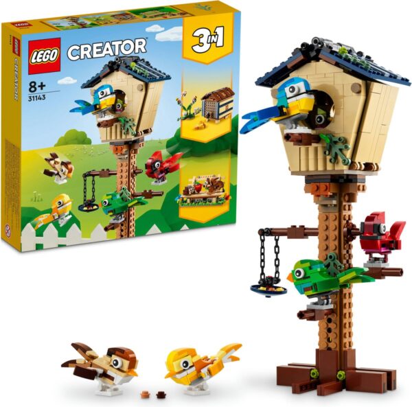 LEGO Creator 3-in-1 vogelhuis met vogels.