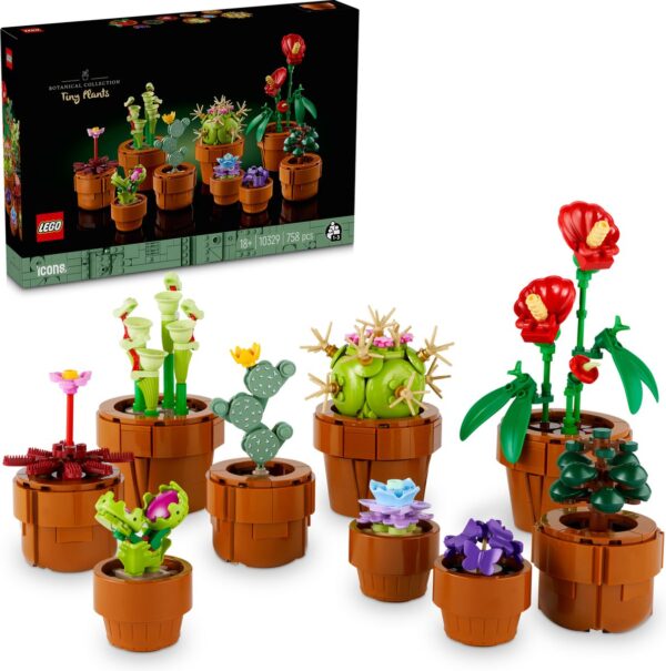 LEGO planten in bloempotten set op witte achtergrond