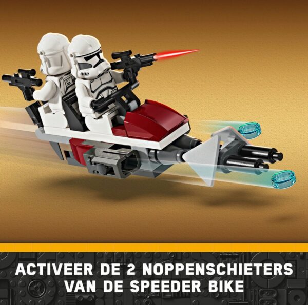 LEGO figuren op speeder met noppenschieters.