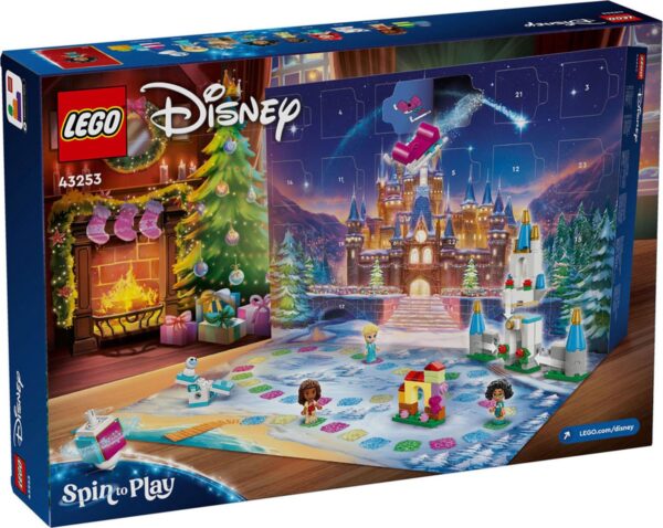 LEGO Disney adventskalender met kerstachtergrond en mini-figuren