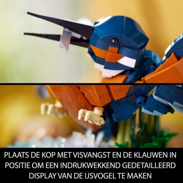 Lego ijsvogel constructie met vis in snavel