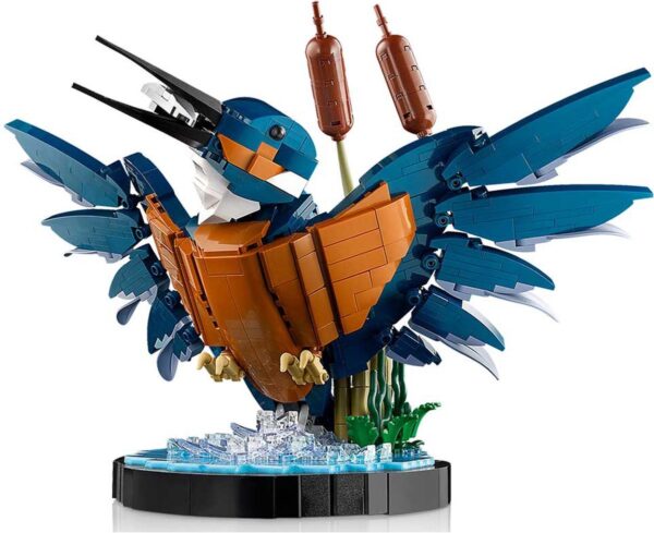 LEGO ijsvogel bouwset met bruine en blauwe stenen.