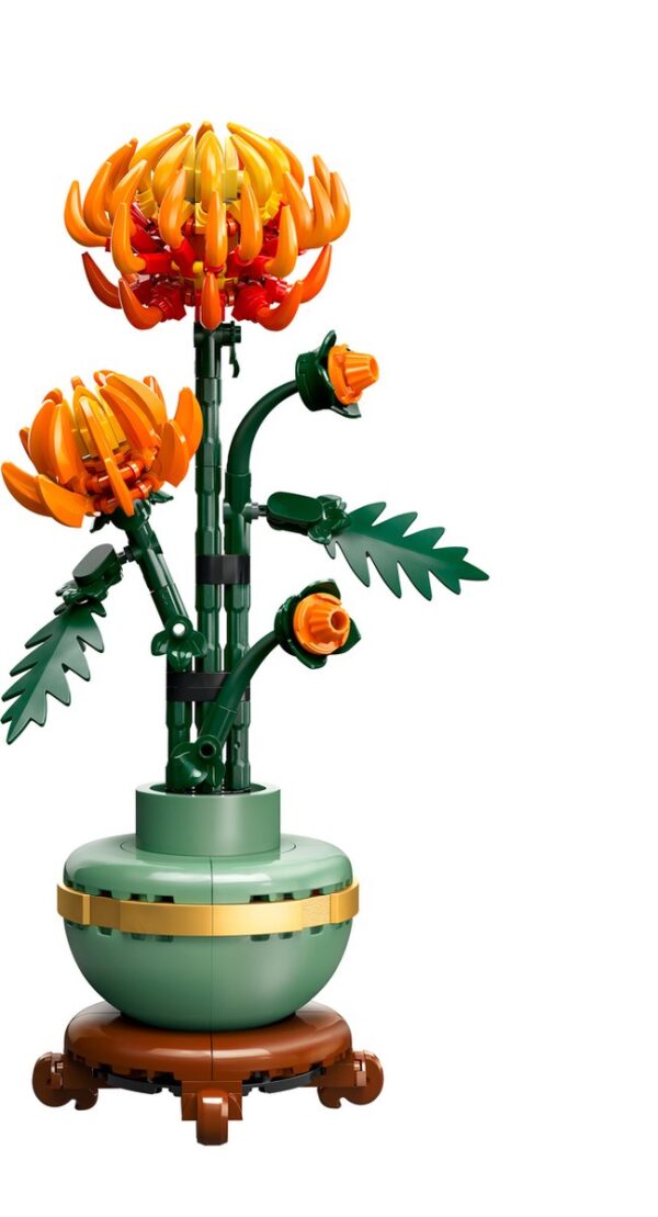 LEGO bloempot met oranje bloemenmodel.