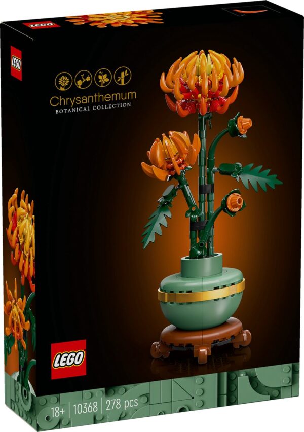 LEGO bloemenset chrysant op zwarte achtergrond