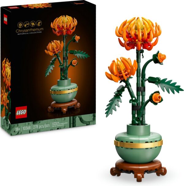 LEGO chrysant bloem in pot, bouwset verpakking.