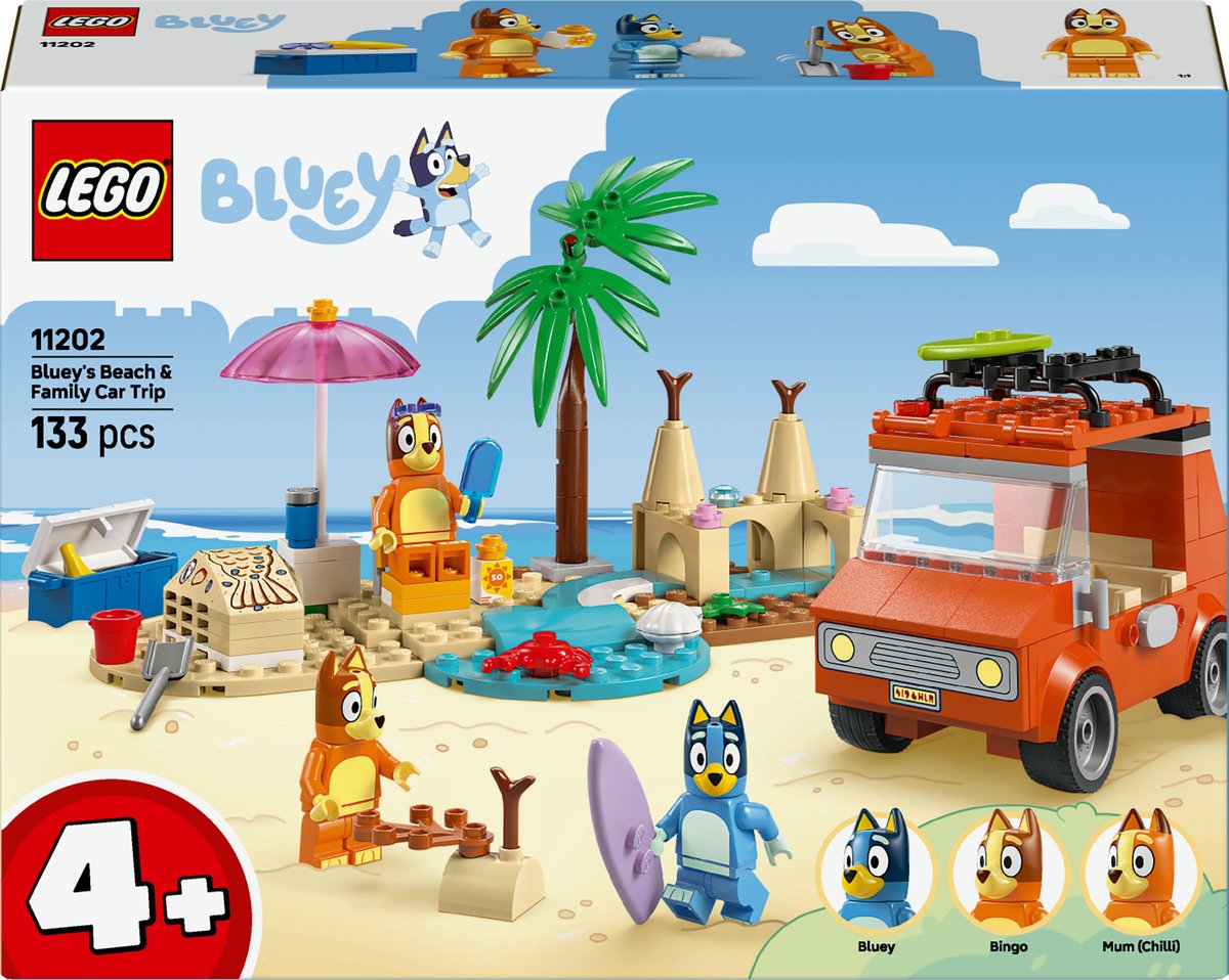 Set LEGO Bluey « À la plage » avec voiture et figurines