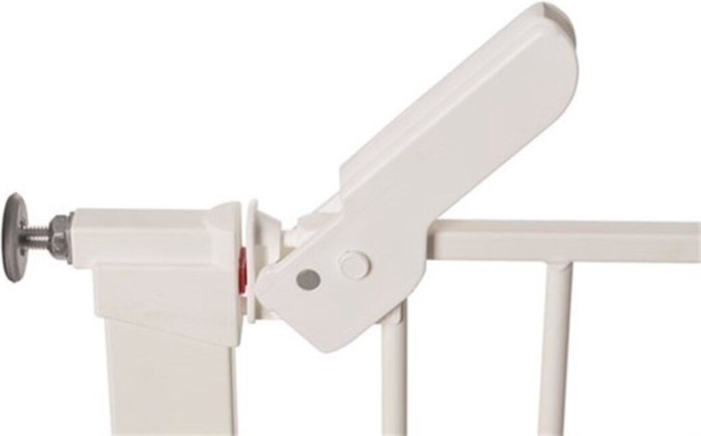 Sluiting van een witte veiligheidshekje