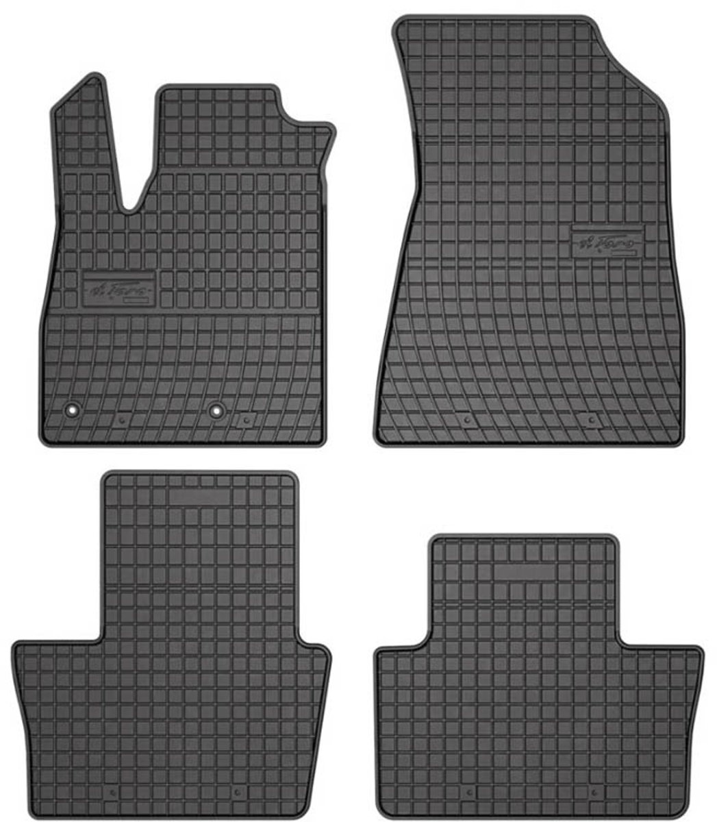 Set zwarte rubberen automatten met antislipprofiel