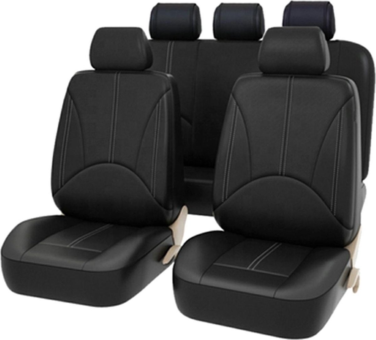 Jeu de housses de siège auto noires avec appuie-tête