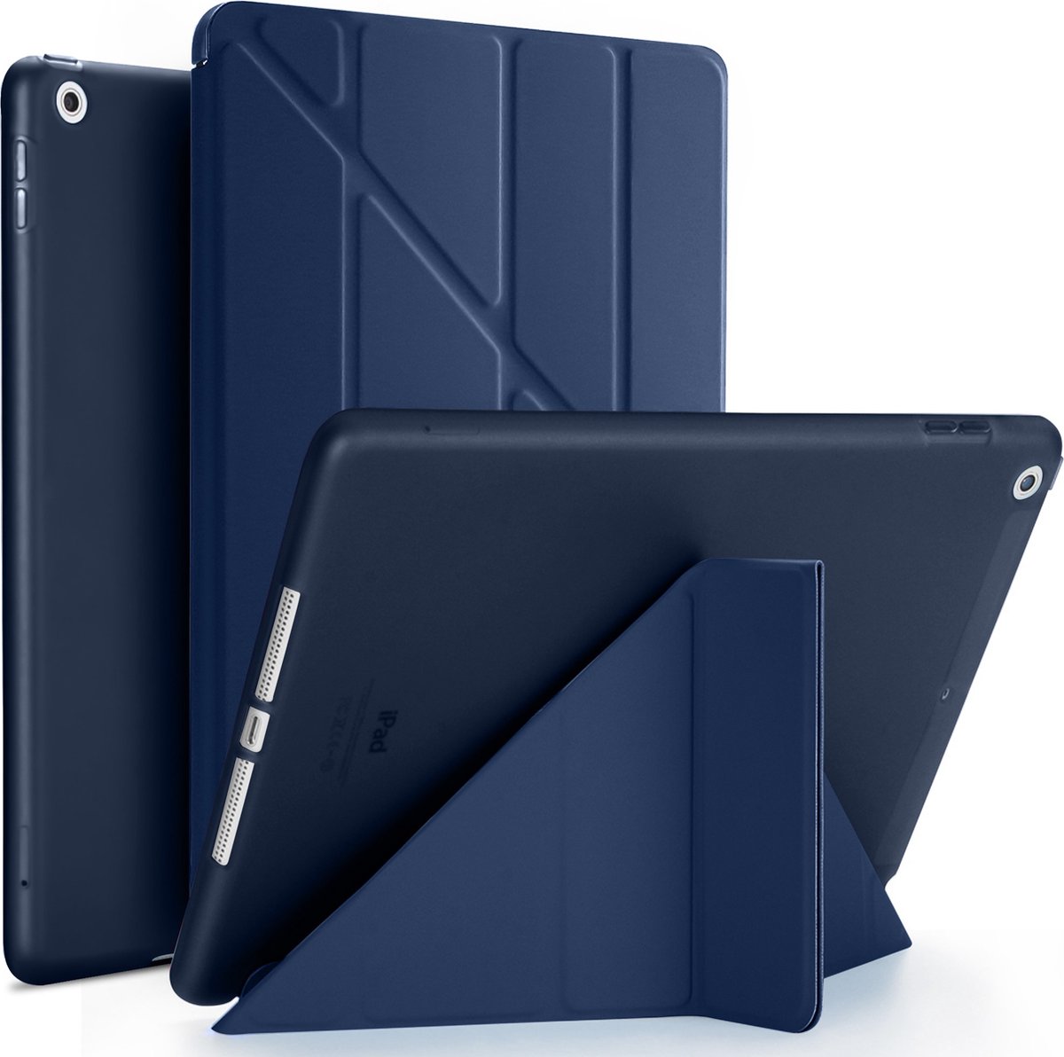Donkerblauwe iPad-hoes met standaardfunctie