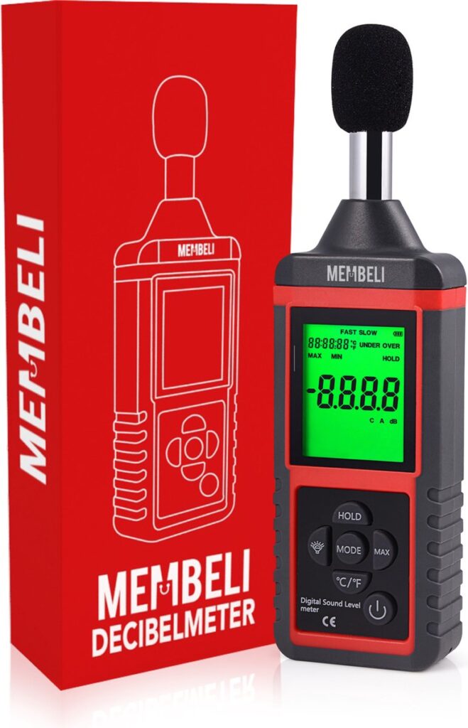 Digitale decibelmeter met verpakking van MEMBELI