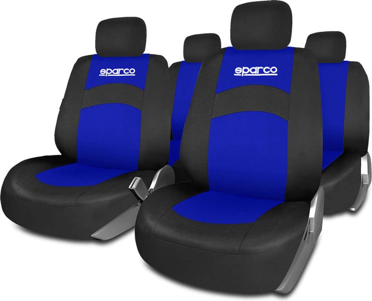 Blauw-zwarte autostoelhoezen, set van vier.