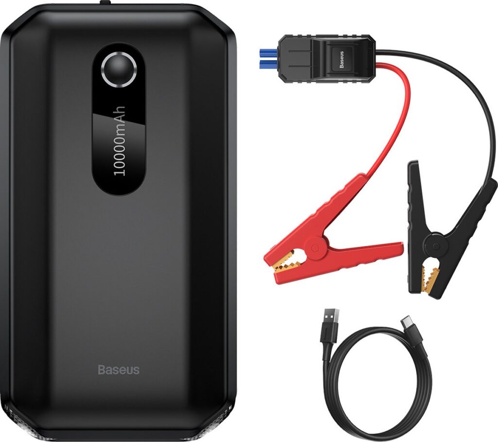 Baseus 10000mAh jumpstarter met startkabels en USB-kabel