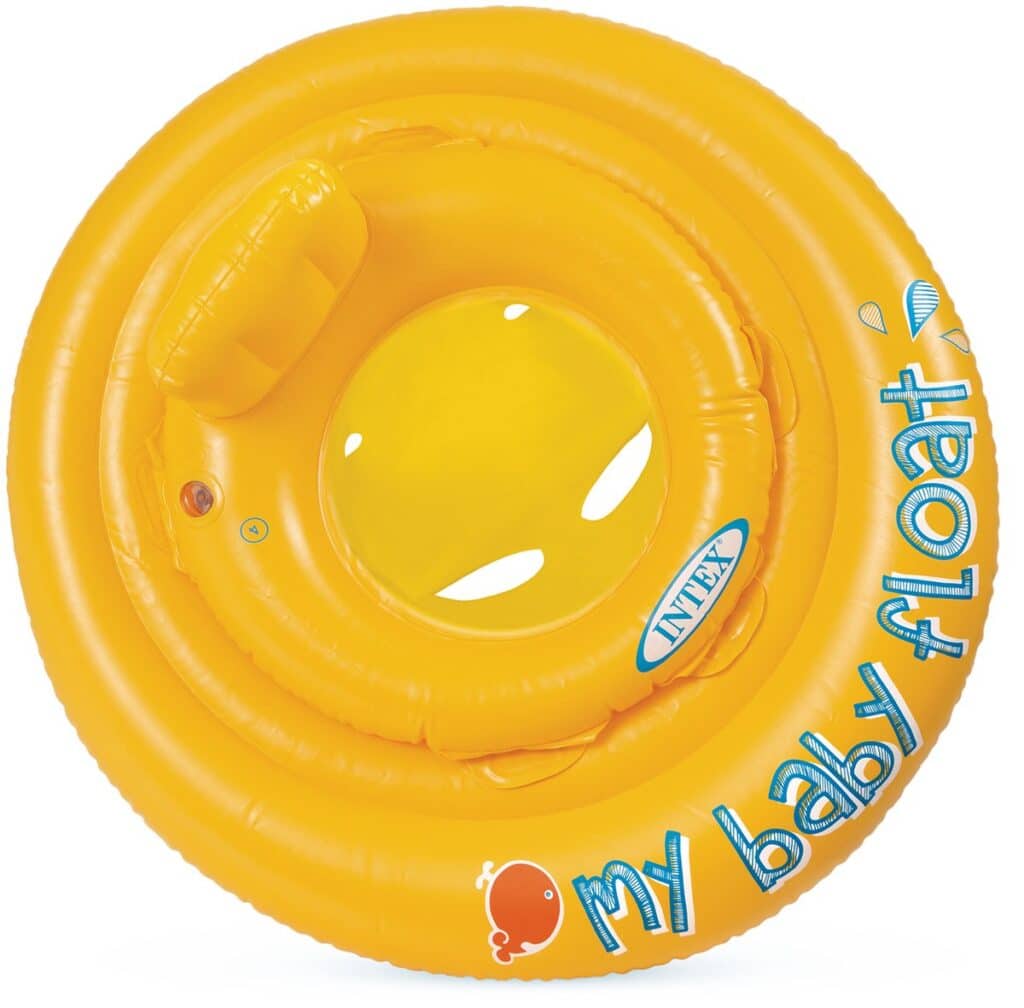 Gele baby zwemband met zitje en rugsteun