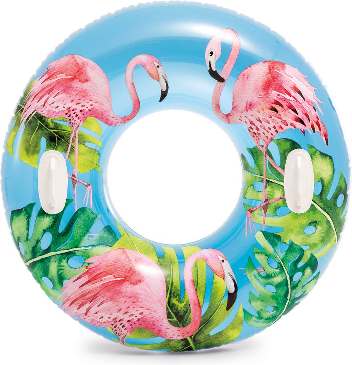 Opblaasband met flamingo- en bladerenprint