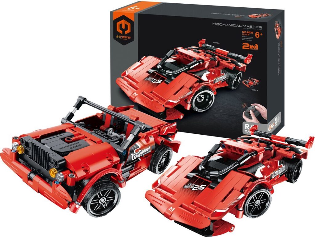 Rode bouwset raceauto met afstandsbediening en doos