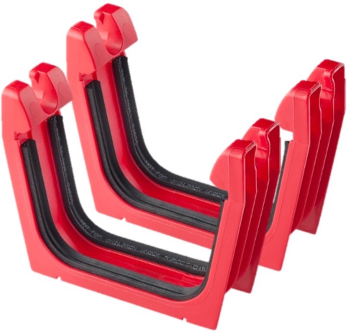 Rode plastic klemmen voor houtbewerking in serie