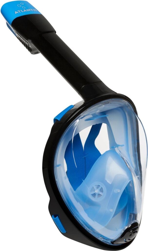 Zwart-blauwe full-face snorkelmasker van Atlantis