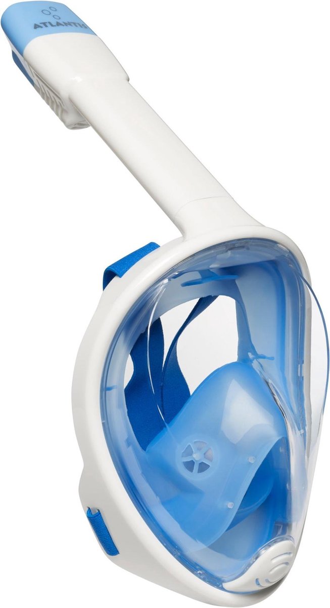 Masque de plongée intégral bleu et blanc avec soupape de respiration