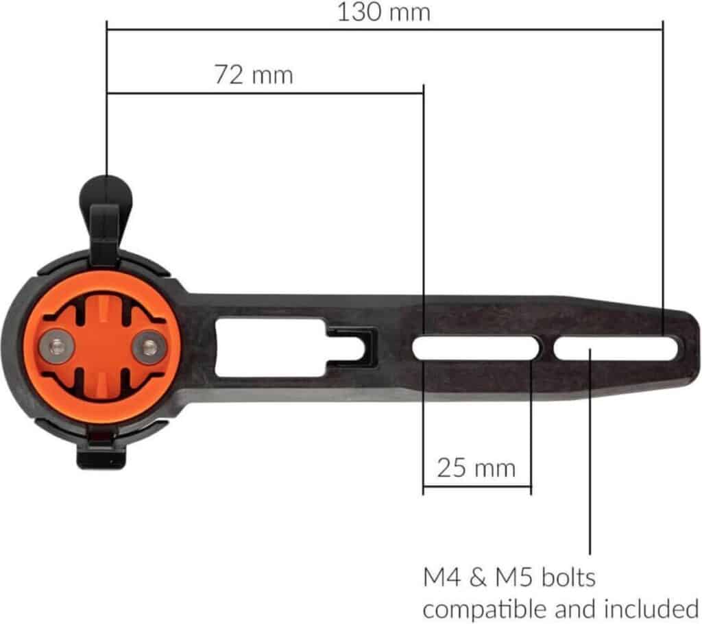 Fietsmontagehouder met afmetingen en compatibele schroeven.