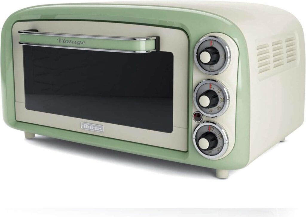 Groene vintage stijl oven met draaiknoppen