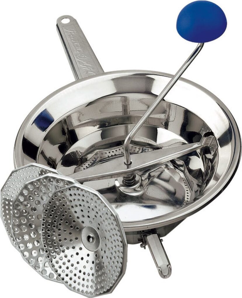 Roestvrijstalen groentemolen met verwisselbare schijven