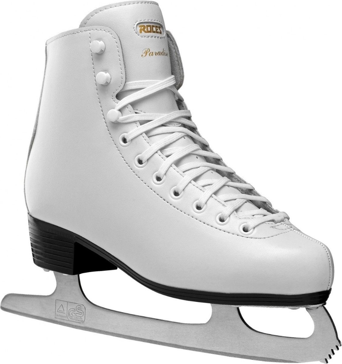 Patins artistiques blancs à lacets avec lames argentées