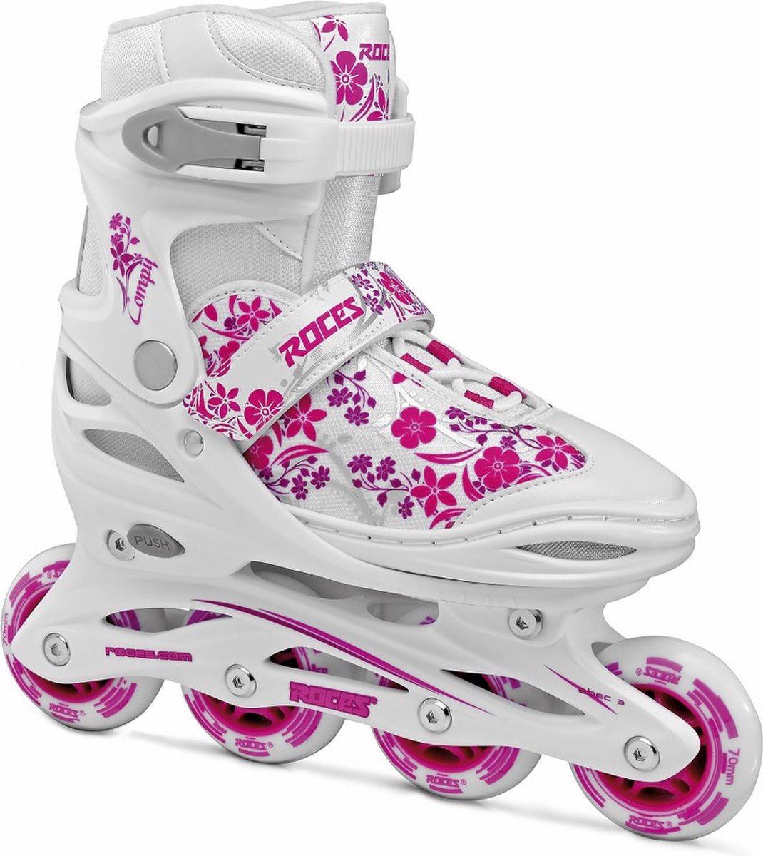 Witte en roze inline skate met bloemenprint