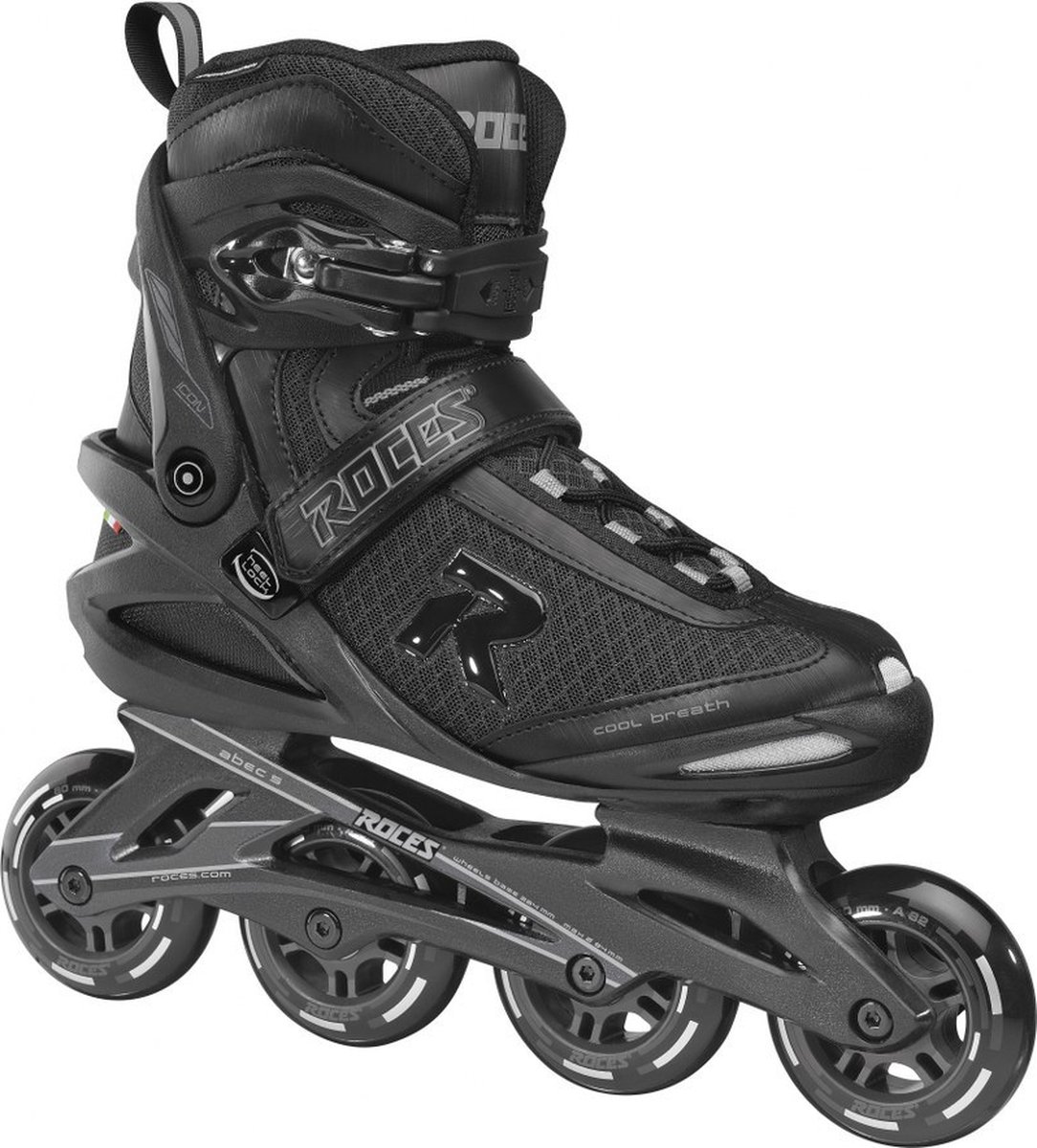 Zwarte Roces inline skate met vier wielen