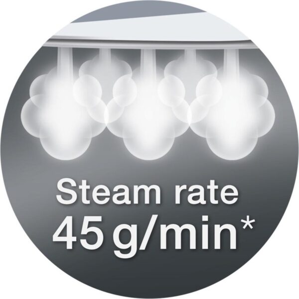 Stoomsnelheid 45 g/min, circulaire afbeelding.