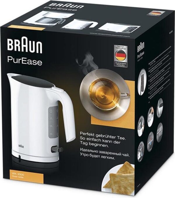 Braun PurEase waterkoker verpakking met theekop.