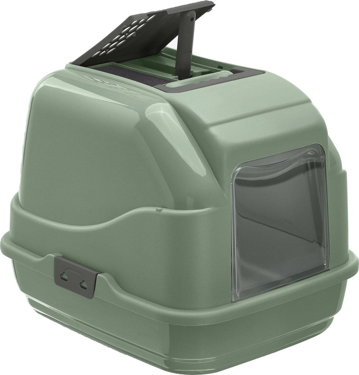 Bac à litière écologique avec couvercle et porte transparente