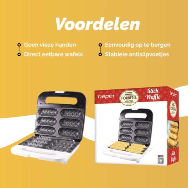 Wafelijzer voordelen: gemak, geen vieze handen, antislip voetjes.