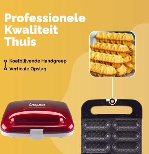 Wafelijzer met koel handgreep en verticale opslag