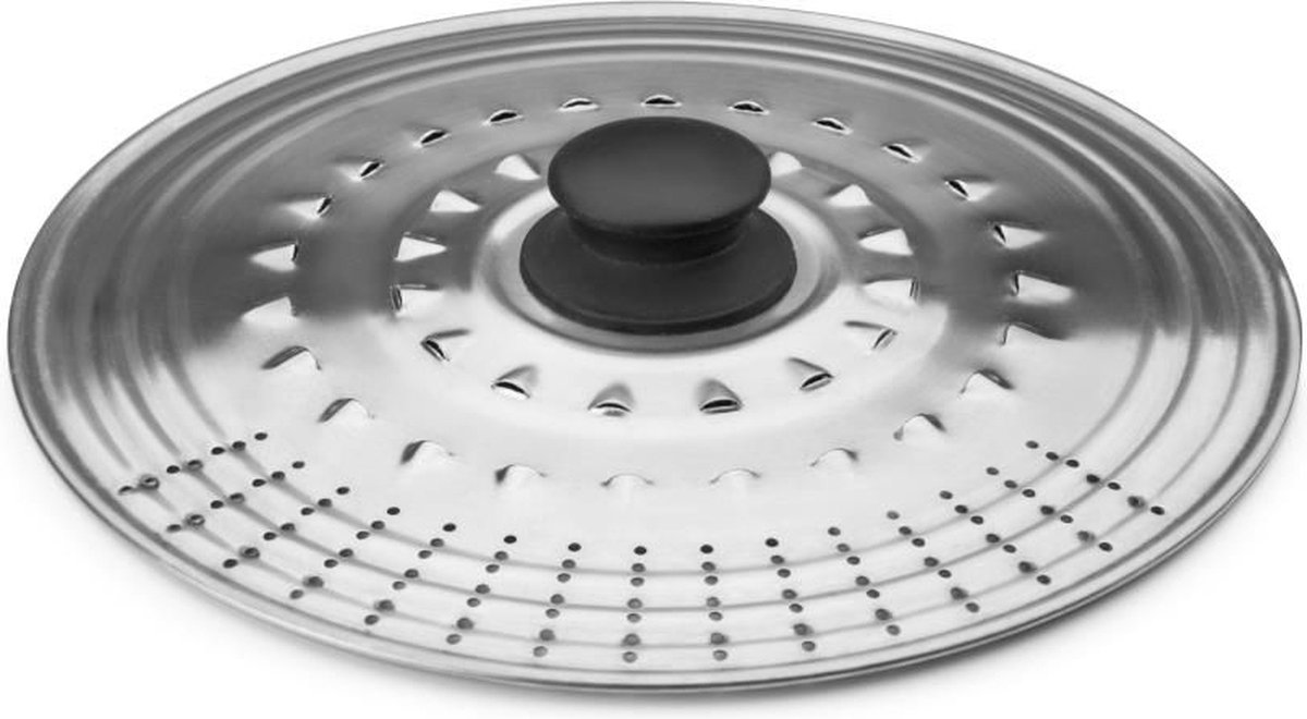 RVS stoominzet met handvat en perforaties.